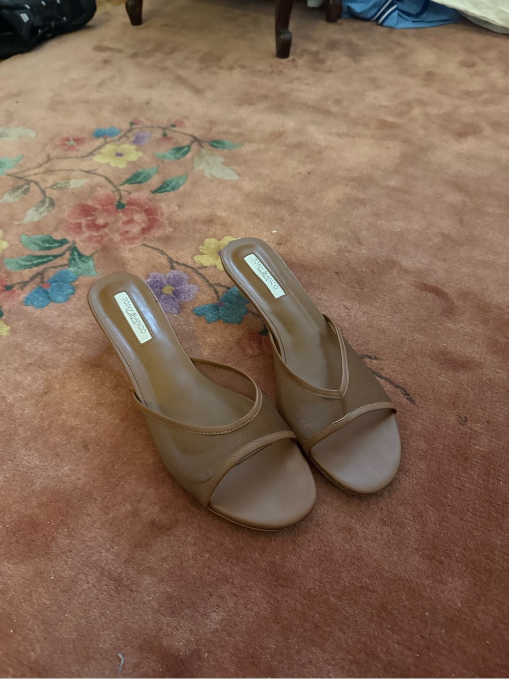 Tony Bianco Tan Open-Toe Slide Mules